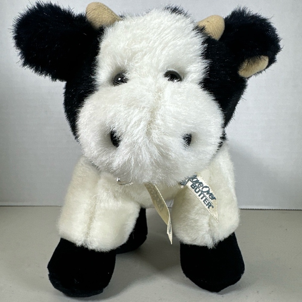 Mary Meyer Fleishmann Cow Plush Move Over Butter Stuffed Toy Black White  11"